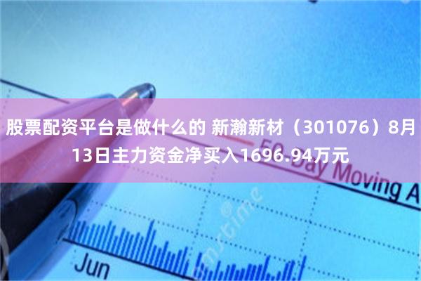 股票配资平台是做什么的 新瀚新材(301076)8月13日主力资金净买入1696.94万元