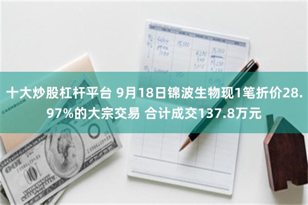 十大炒股杠杆平台 9月18日锦波生物现1笔折价28.97%的大宗交易 合计成交137.8万元