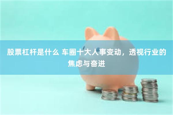股票杠杆是什么 车圈十大人事变动,透视行业的焦虑与奋进