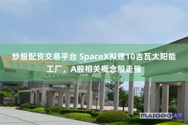 炒股配资交易平台 SpaceX拟建10吉瓦太阳能工厂，A股相关概念股走强