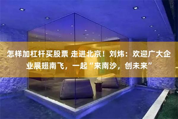 怎样加杠杆买股票 走进北京!刘炜:欢迎广大企业展翅南飞,一起“来南沙,创未来”