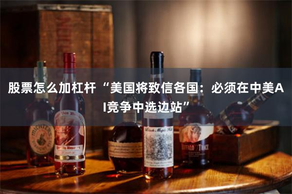股票怎么加杠杆 “美国将致信各国：必须在中美AI竞争中选边站”