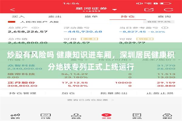 炒股有风险吗 健康知识进车厢，深圳居民健康积分地铁专列正式上线运行